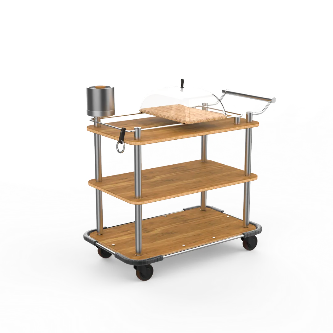 Steelite MGCRNX20BSXX Roll'N Serving Cart, 42.5x24x36.5in, Mixed Materials, 1 Per Case