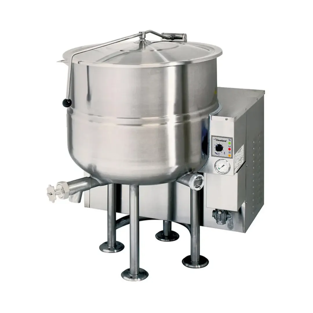 Cleveland KGL40 40 Gallon Floor Stationary 2/3 Steam Jacketed Gas Kettle, Quad-Leg, 140.000 BTU