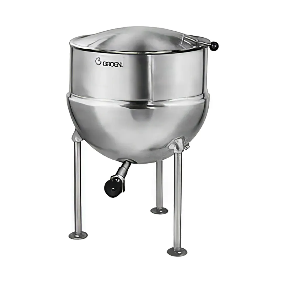 Groen FT-60 60 Gallon Floor Stationary 2/3 Steam Jacketed Direct Steam Kettle w/ Tri-Leg Base