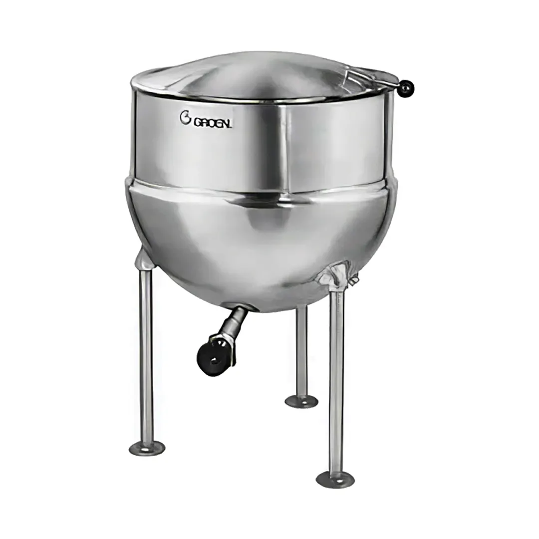 Groen FT-80 80 Gallon Floor Stationary 2/3 Steam Jacketed Direct Steam Kettle w/ Tri-Leg Base