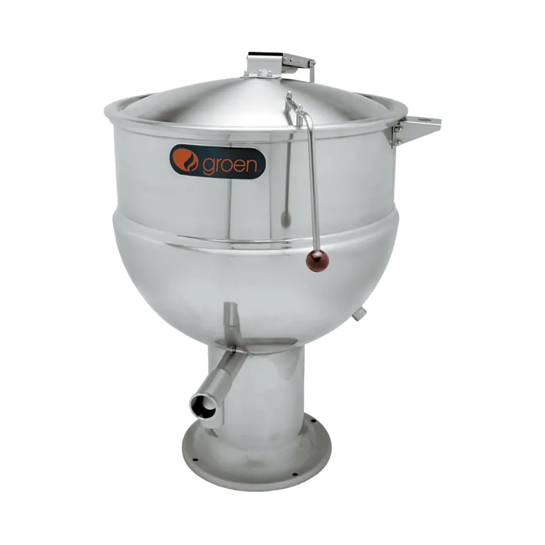 Groen PT-20 20 Gallon Floor Stationary 2/3 Steam Jacketed Direct Steam Kettle w/ Pedestal Base