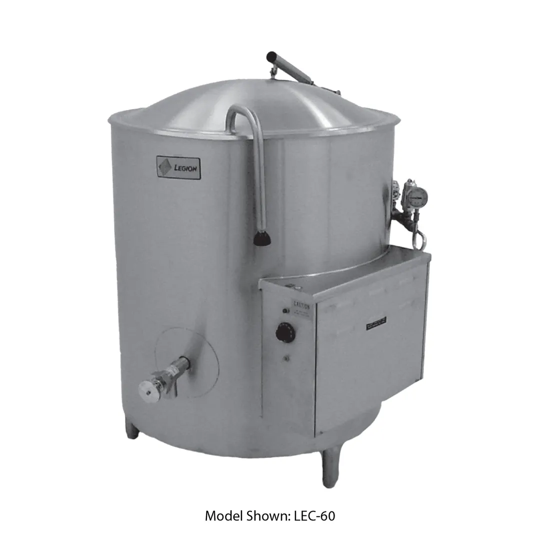 Legion LEC-20 20 Gallon Floor Stationary 2/3 Steam Jacketed Electric Kettle w/ Tri-Leg