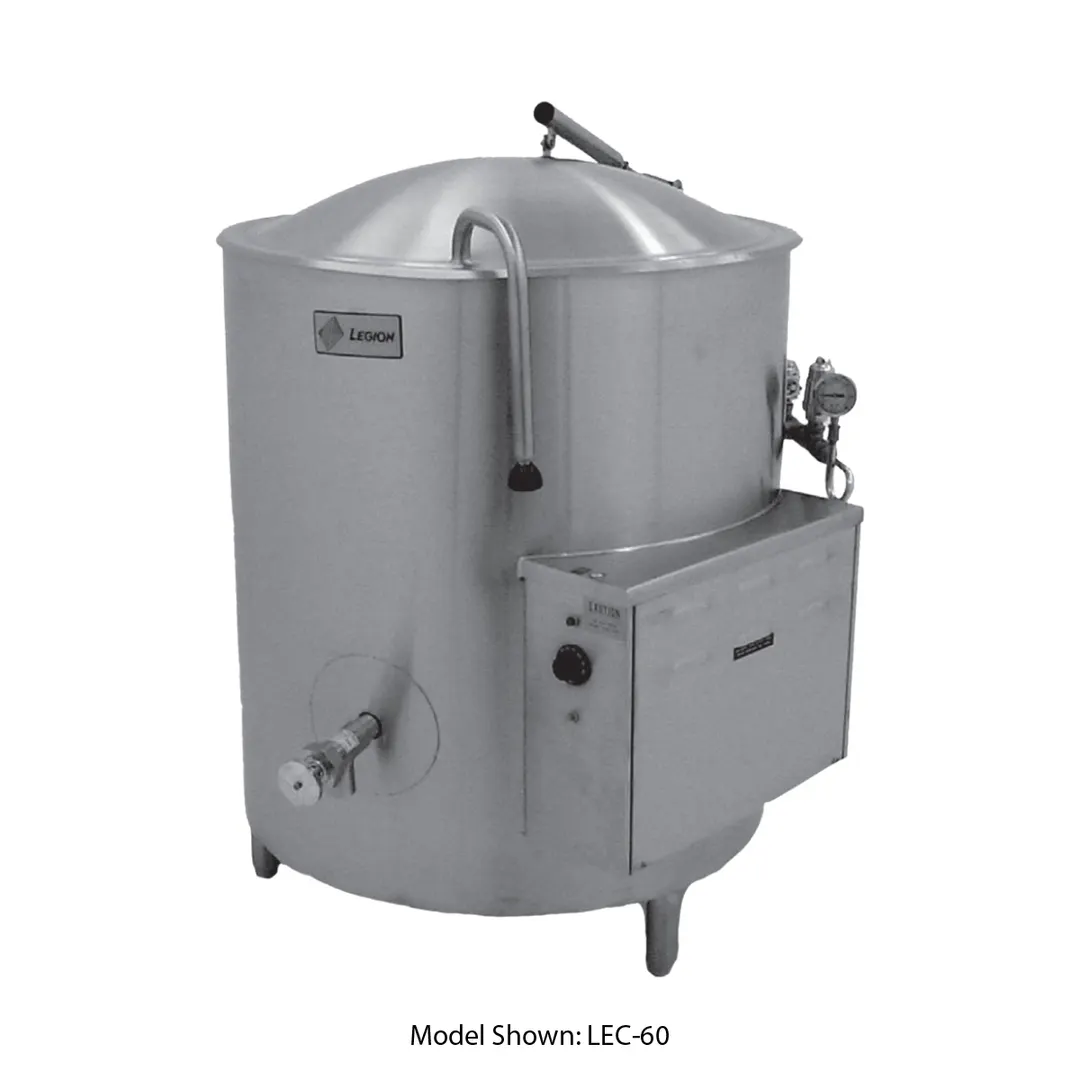 Legion LEC-40 40 Gallon Floor Stationary 2/3 Steam Jacketed Electric Kettle w/ Tri-Leg, 15.0 kW