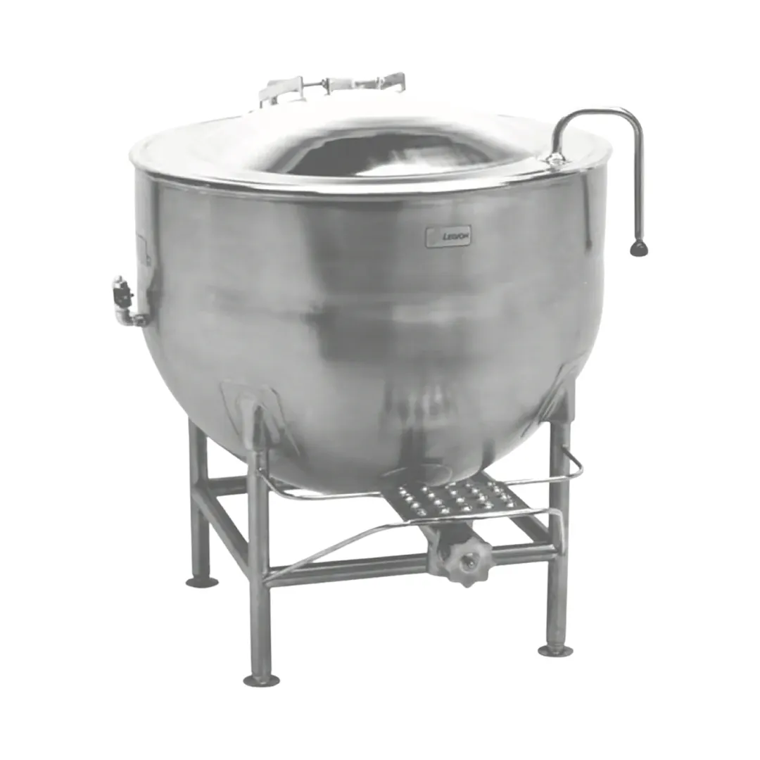 Legion LS-25 25 Gallon Floor Stationary Full Steam Jacketed Direct Steam Kettle w/ Tri-Leg Base
