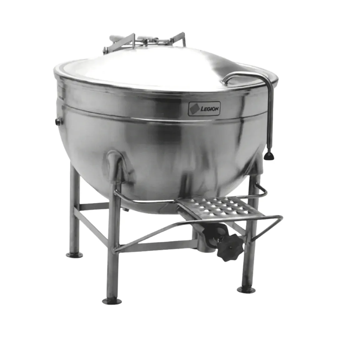 Legion LS-50 50 Gallon Floor Stationary Full Steam Jacketed Direct Steam Kettle w/ Tri-Leg Base