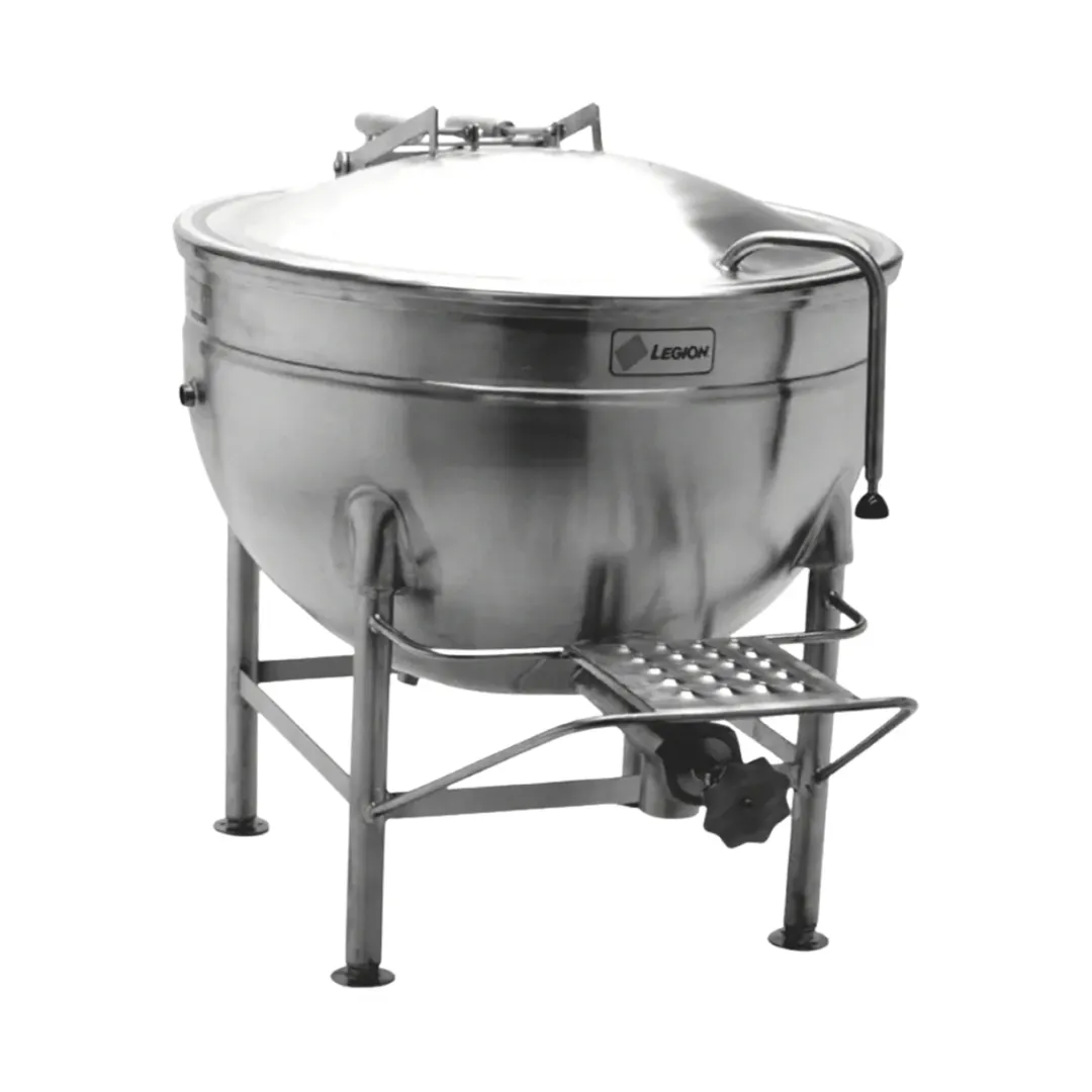 Legion LS-60 60 Gallon Floor Stationary Full Steam Jacketed Direct Steam Kettle w/ Tri-Leg Base