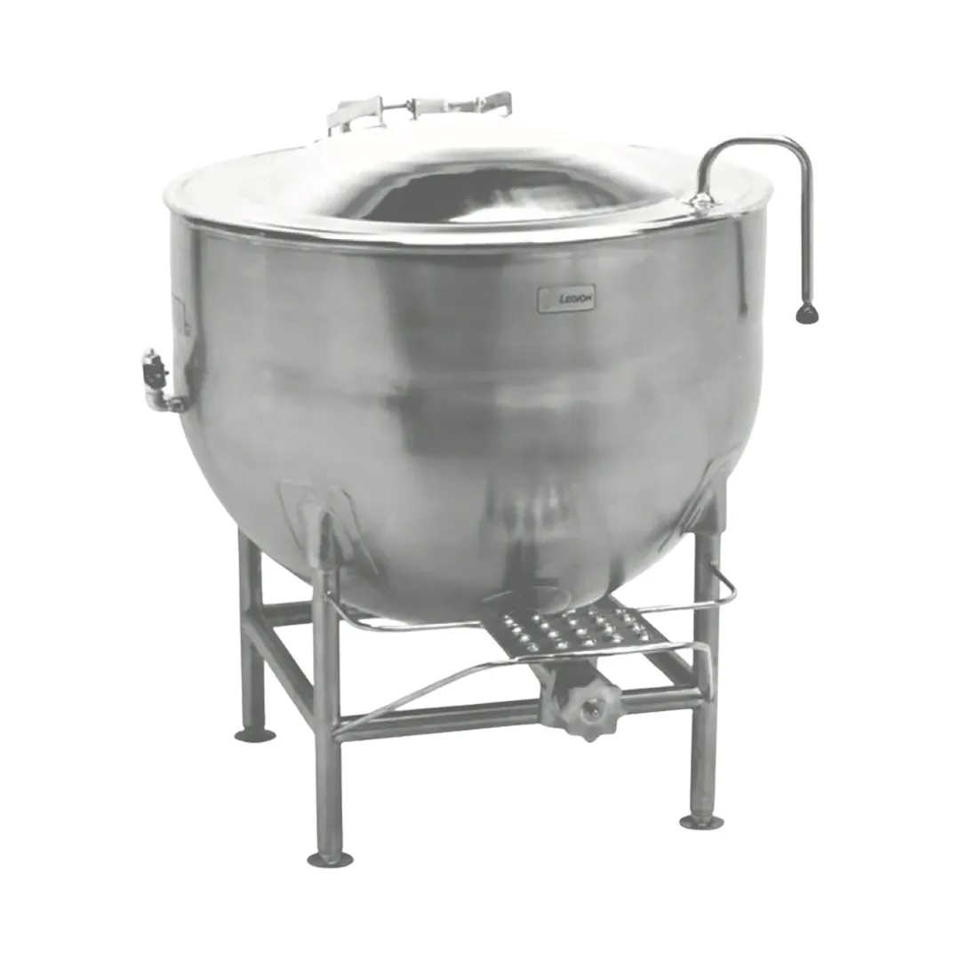 Legion LT-80 80 Gallon Floor Stationary 2/3 Steam Jacketed Direct Steam Kettle w/ Tri-Leg Base