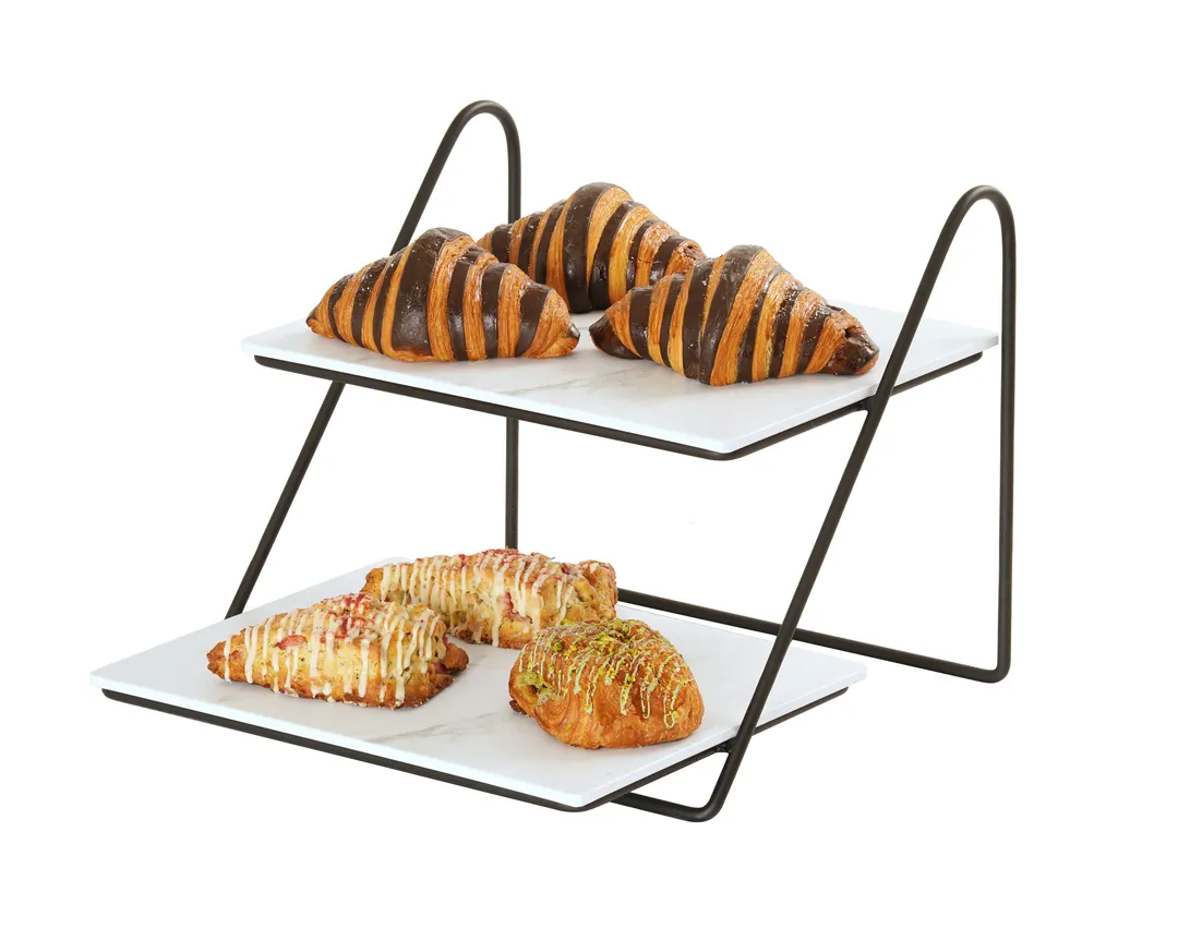 Cal-Mil 25202-1012-13 Tiered Display Stand, Rectangular, Two-Tier, Black Wire Frame