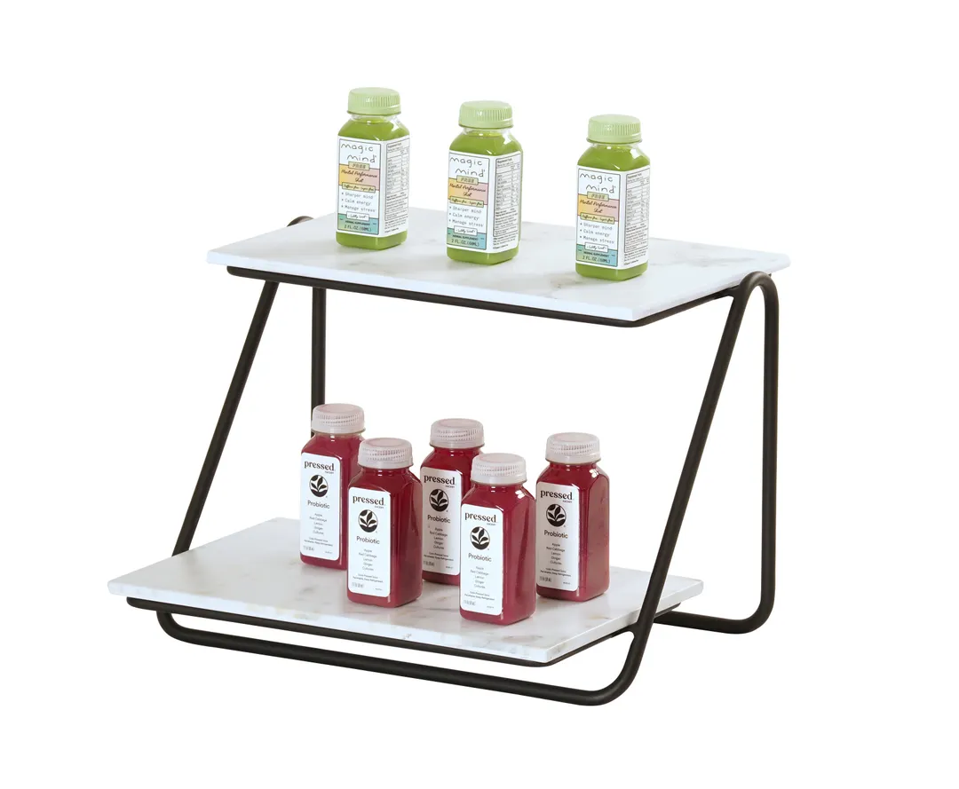 Cal-Mil 25202-610-13 Logan Merchandiser Stand, 11.5" x 10.5" x 8" Height, Two-Tier Wire Frame, Black