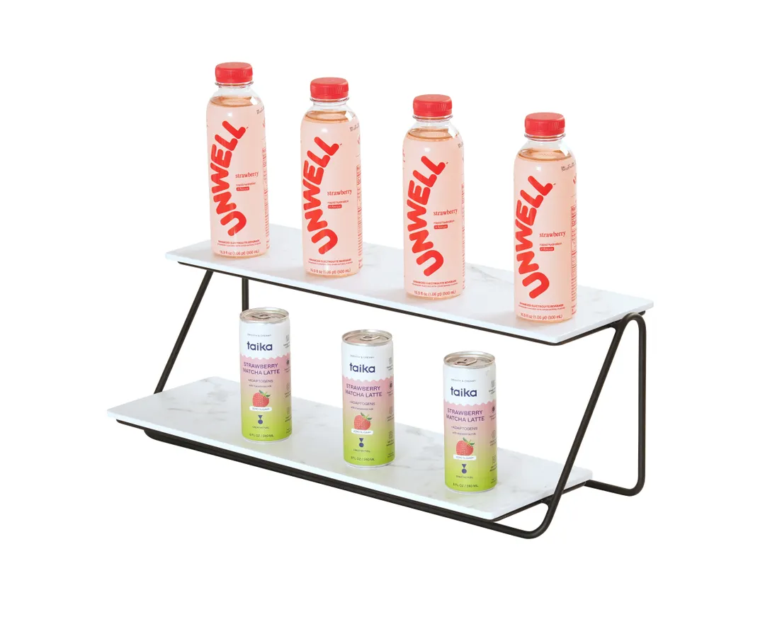 Cal-Mil 25202-620-13 Display Stand, 22.25" x 10" x 8.25" H, Two-Tier Rectangular Wire Frame, Black