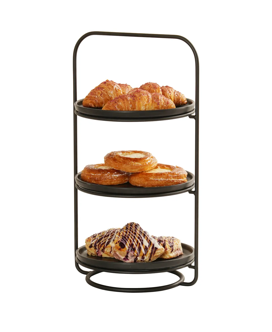 Cal-Mil 25204-10-13 Logan Plate Display Stand, 11.75" Round, 3-Tier, Wire Frame, Black
