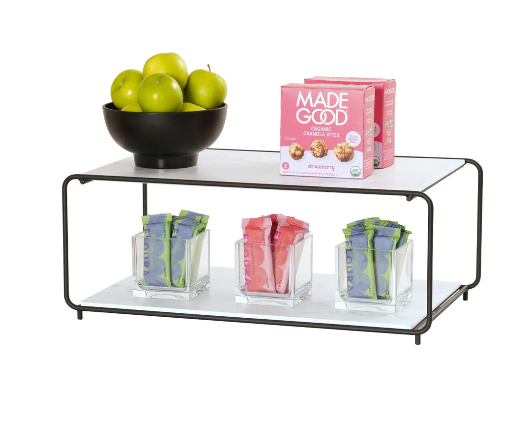 Cal-Mil 25208-1220-13 Tiered Wire Display Stand, Black, Two-Tier Logan Frame
