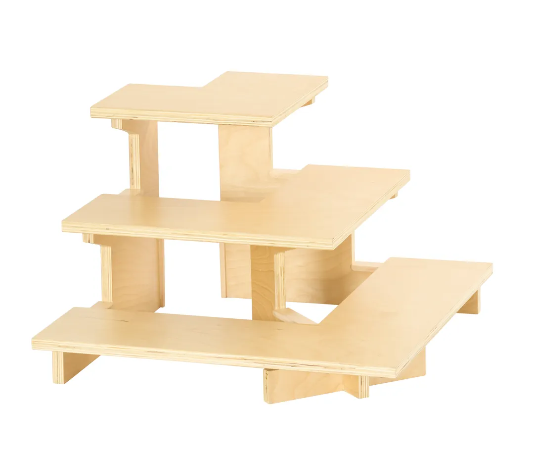 Cal-Mil 25229-93 Logan Corner Shelf, 23" x 23" x 15.25" Angled Three-Tier Birch Wood Stand, Natural