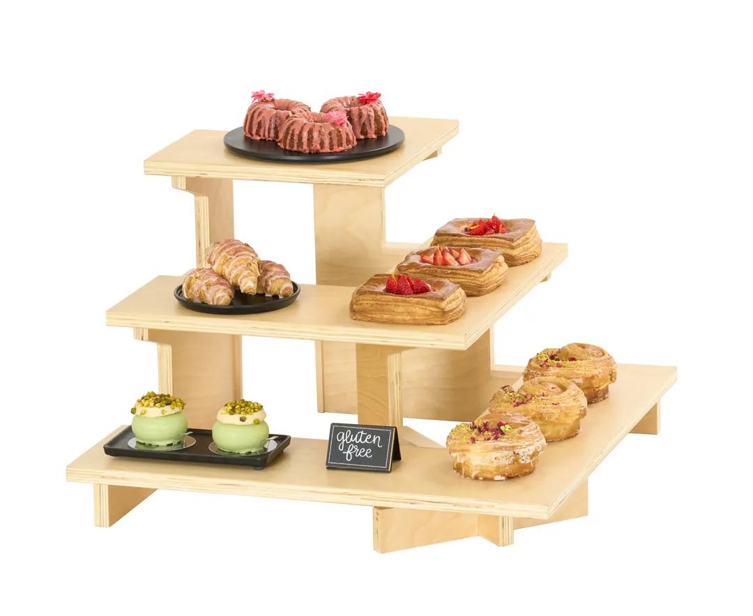 Cal-Mil 25229-93 Logan Corner Shelf, 23" x 23" x 15.25" Angled Three-Tier Birch Wood Stand, Natural