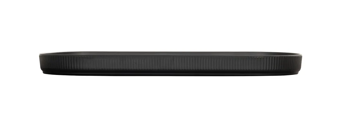 Cal-Mil 26107-208-13 Oval Matte Black Melamine Serving Platter, 20" x 8" x 1.5"