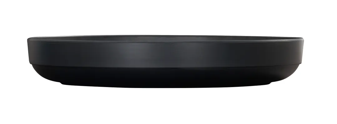 Cal-Mil 26121-14-13 Round Melamine Platter, 14" x 14" x 2.25" Matte Black, 14" Diameter Serving Tray