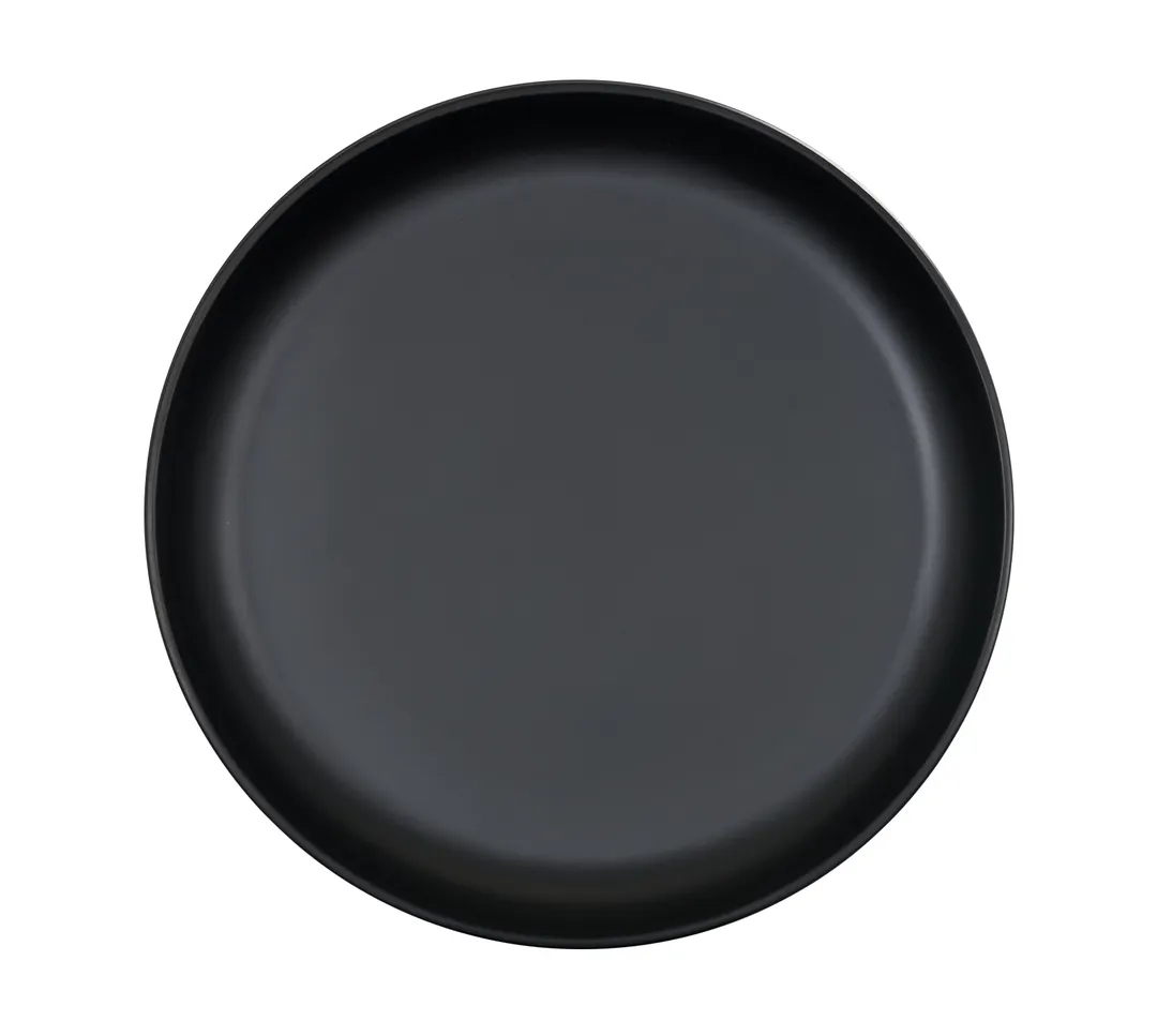 Cal-Mil 26121-14-13 Round Melamine Platter, 14" x 14" x 2.25" Matte Black, 14" Diameter Serving Tray