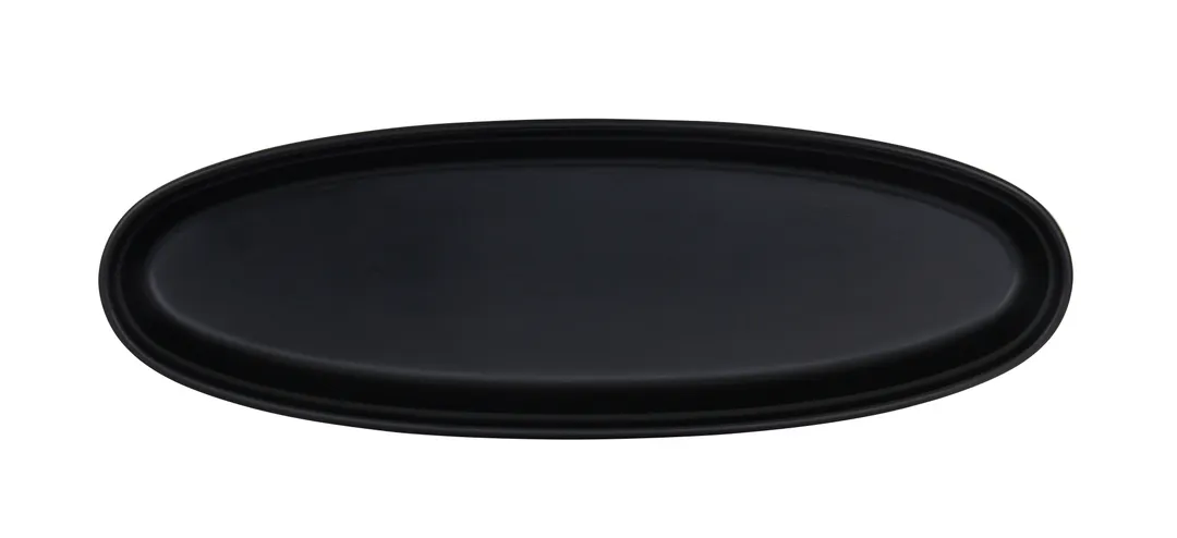 Cal-Mil 26143-618-13 Oval Matte Black Melamine Serving Platter, 18" Diameter, 1.5" Height
