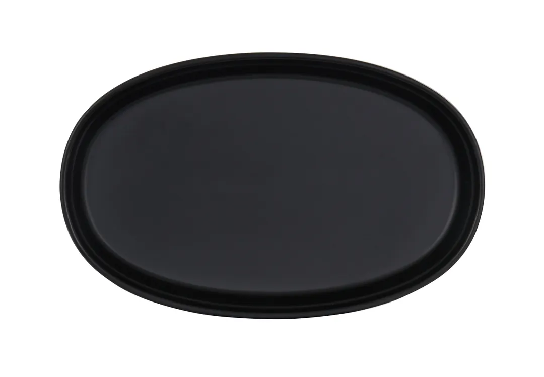 Cal-Mil 26143-711-13 Oval Melamine Cove Platter, 11" x 7" x 1.5" Matte Black, 1 Tray
