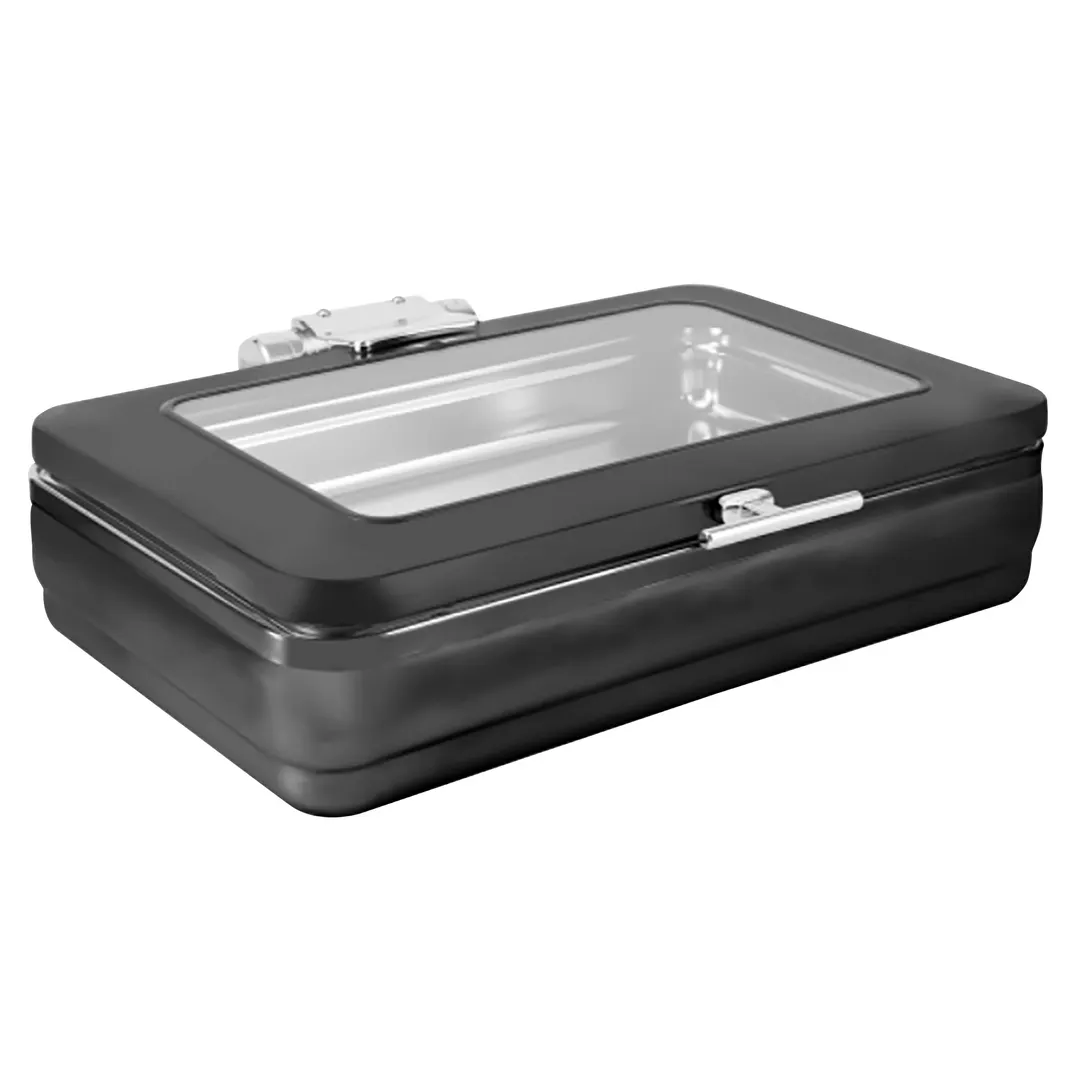 Steelite 5370S573 Gn 1/1 Induction Chafer W/ Glass Lid S/S Insert San, 2.0 Gal