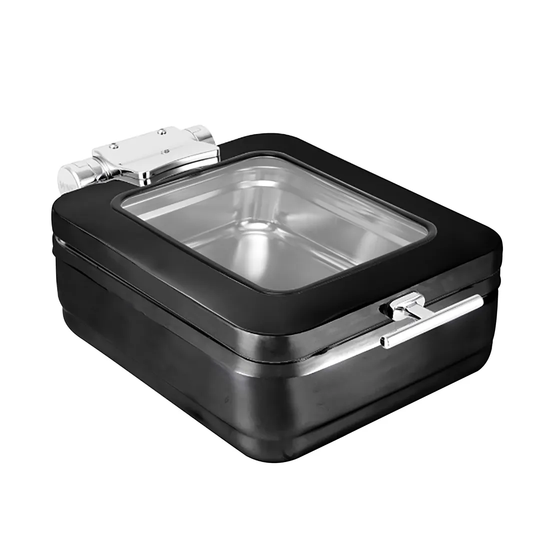 Steelite 5370S579 Gn 1/2 Induction Chafer W/ Glass Lid S/S Insert San, 3.75 Qt