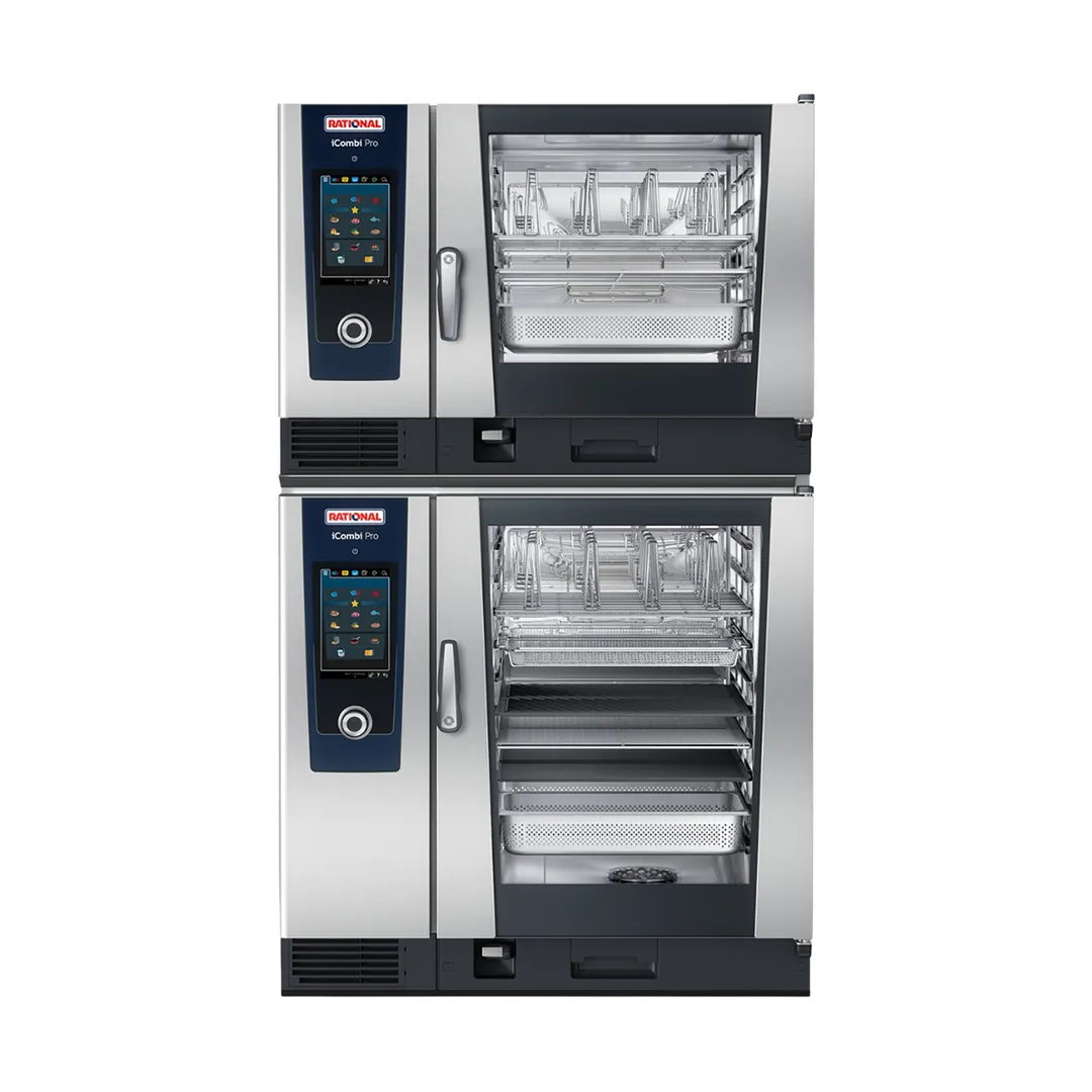RATIONAL ICP 6-FULL ON 10-FULL E 480V 3 PH Double Stacked Full Size 16 Pan Electric Combi Oven w/ Touchscreen, Steam Generator