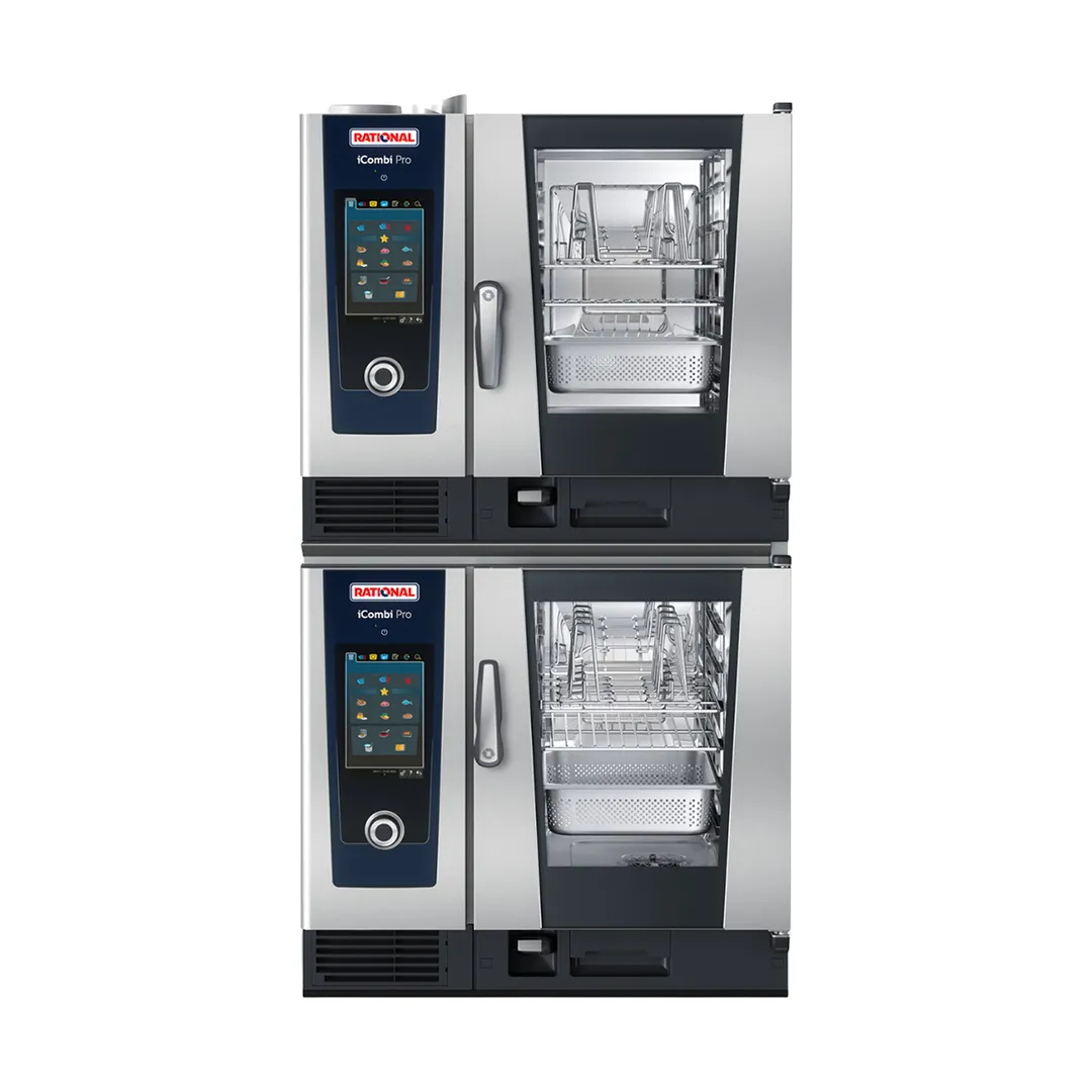 RATIONAL ICP 6-HALF ON 6-HALF E 480V 3 PH Half Size 12 Pan Electric Combi Oven w/ Double Stack, Steam Generator