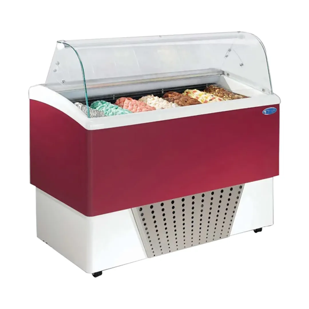 Stoelting CD-BR07-37-RP Gelato Dipping Cabinet, 53" W x 26" D x 48" H Red Glass, 7x5Ltr Pans, 115V