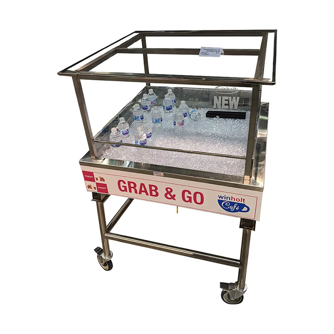 Winholt SSMIT-3636MLC-CAN-ADJ Adj. Insulated Display Table, 36"W×36"D×51-1/2"H, Ice/Canopy 4×5"