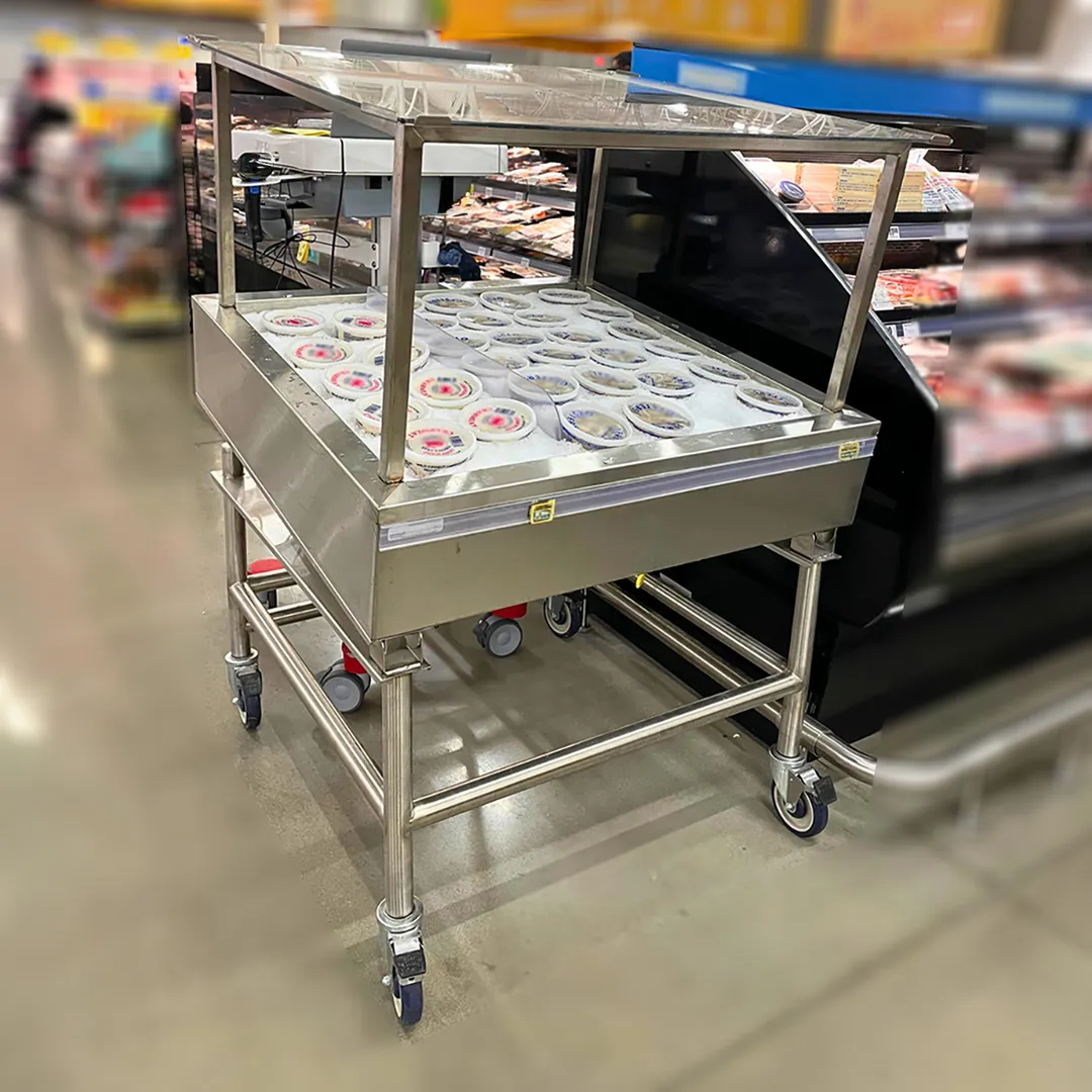 Winholt SSMIT-3636MLC-CAN-ADJ Adj. Insulated Display Table, 36"W×36"D×51-1/2"H, Ice/Canopy 4×5"