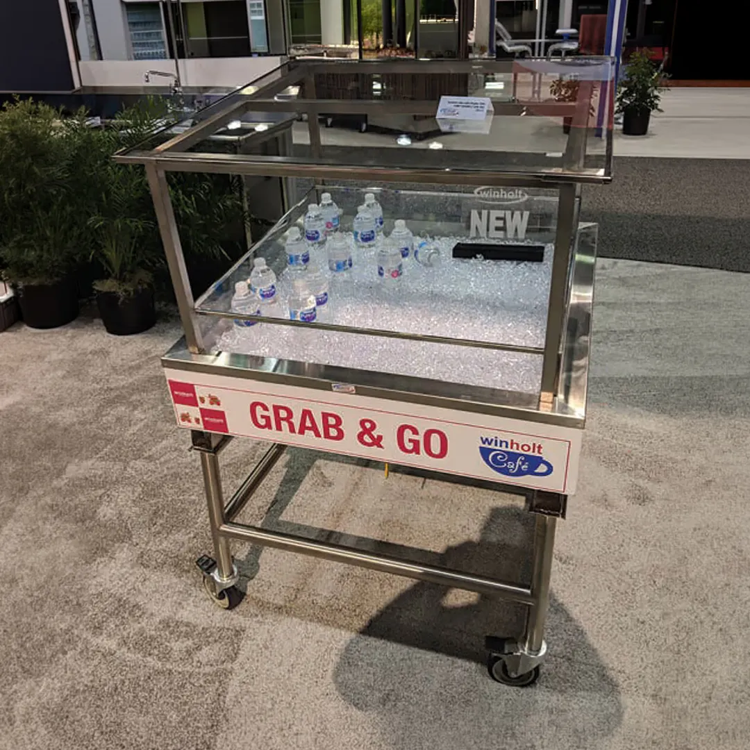 Winholt SSMIT-3636MLC-CAN-ADJ Adj. Insulated Display Table, 36"W×36"D×51-1/2"H, Ice/Canopy 4×5"