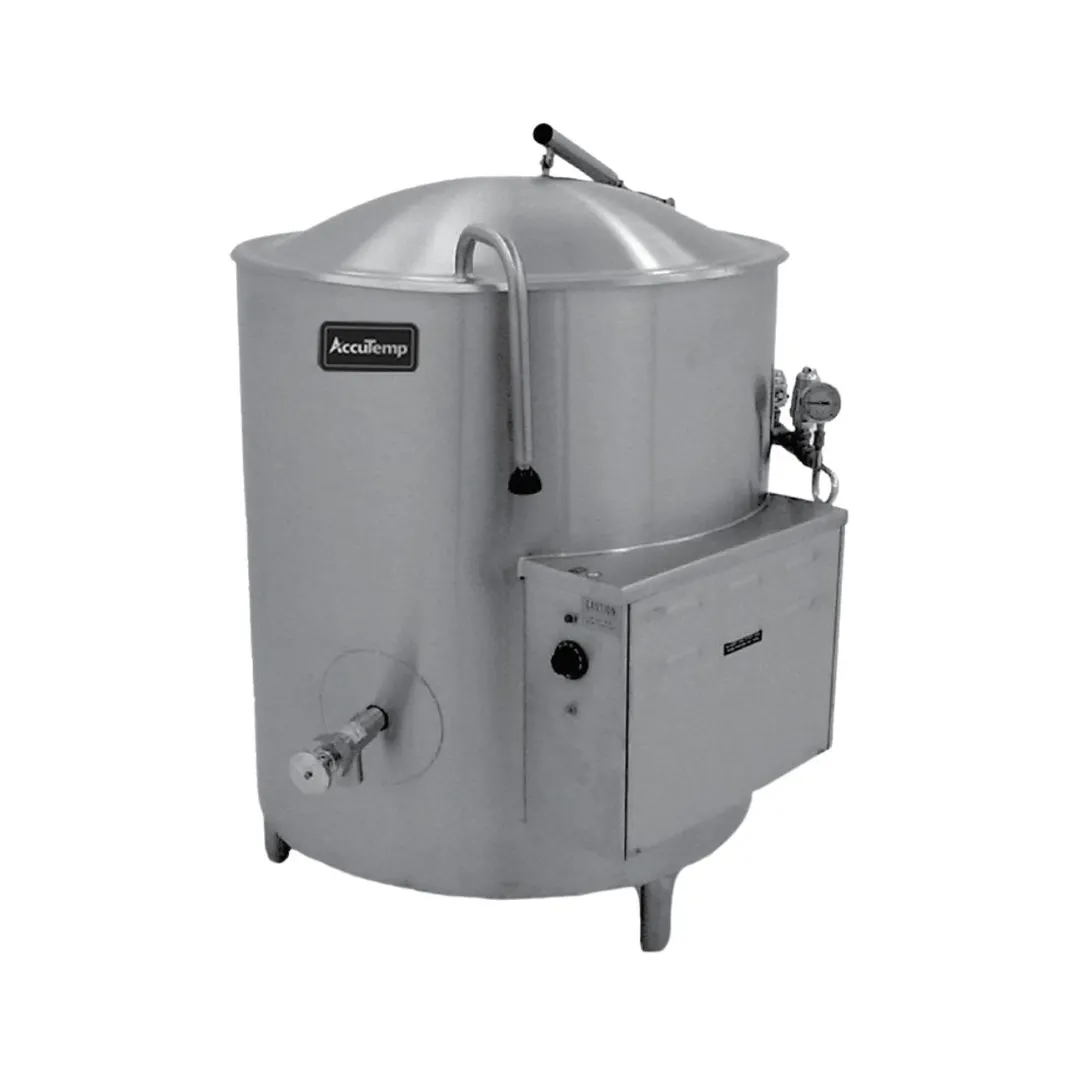 AccuTemp ALLEC-80 80 Gallon Floor Stationary 2/3 Steam Jacketed Electric Kettle w/ Leg Mounted Base
