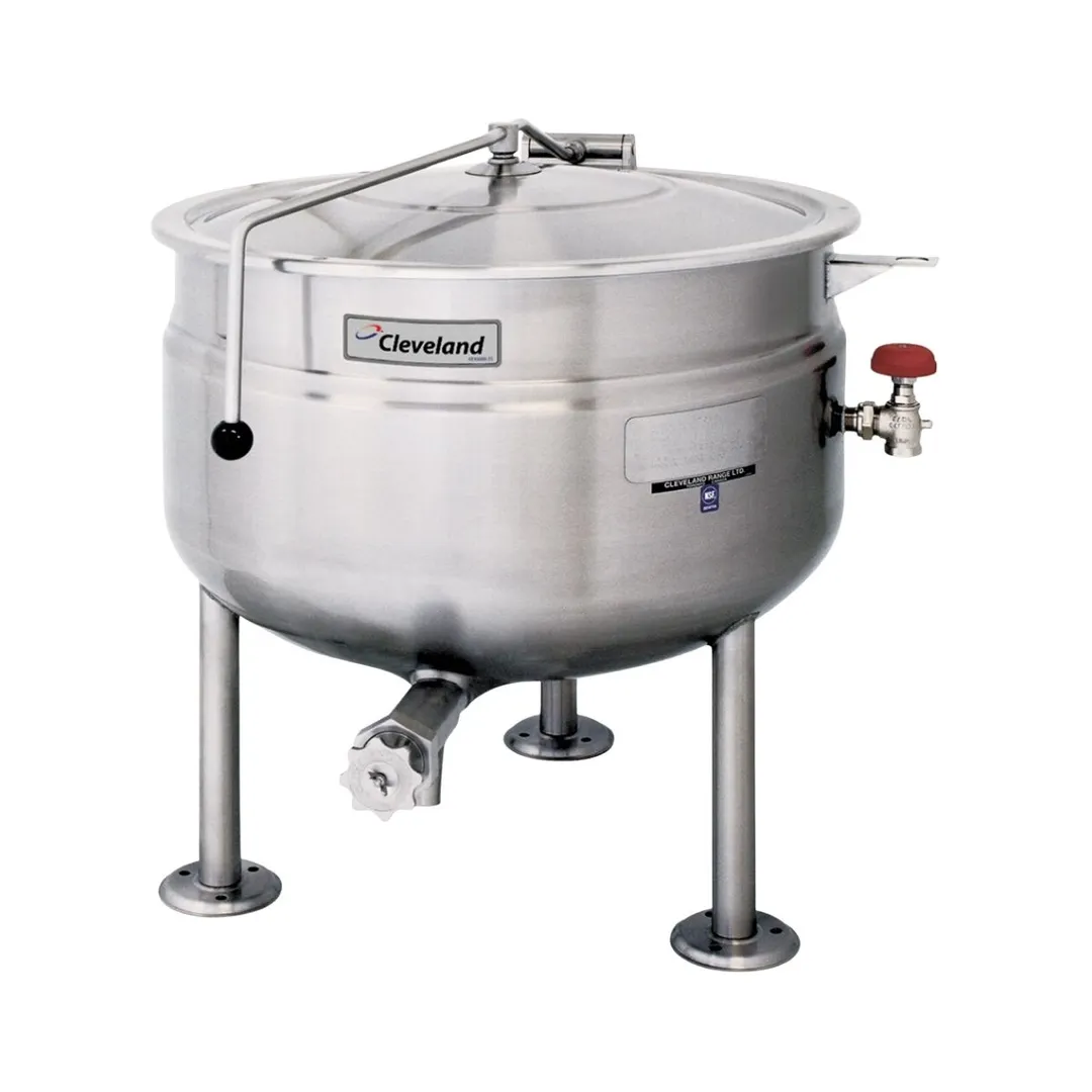 Cleveland KDL60SH 60 Gallon Floor Stationary Full Steam Jacketed Direct Steam Kettle w/ Tri-Leg Base
