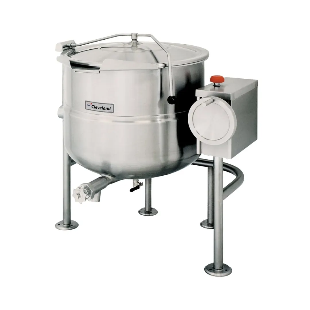 Cleveland KDL80T 80 Gallon Floor Tilting 2/3 Steam Jacketed Direct Steam Kettle w/ Quad-Leg Base
