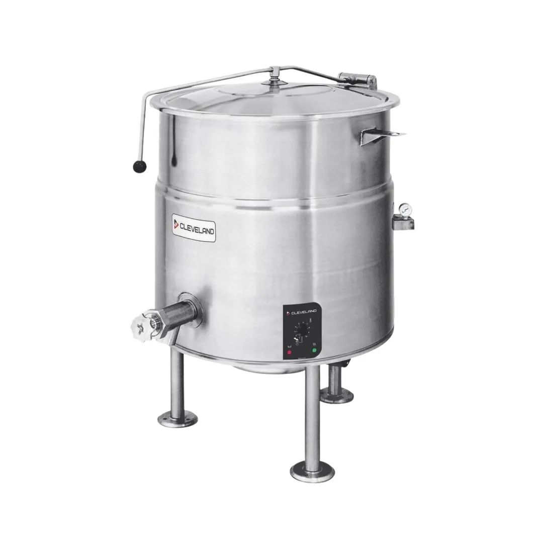 Cleveland KEL30 30 Gallon Floor Stationary 2/3 Steam Jacketed Electric Kettle w/ Open Tri-Leg Base