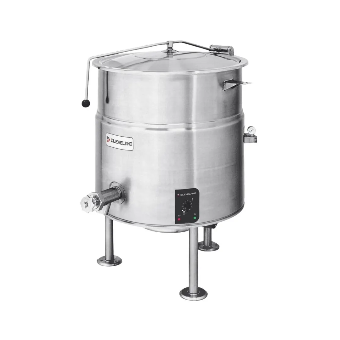 Cleveland KEL40 40 Gallon Floor Stationary 2/3 Steam Jacketed Electric Kettle w/ Tri-Leg Base
