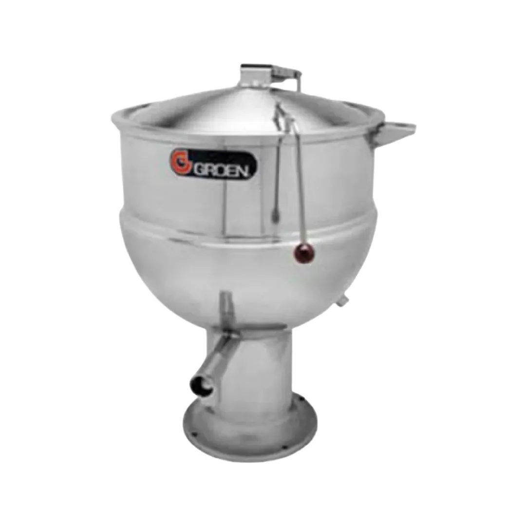 Groen PT-80 80 Gallon Floor Stationary 2/3 Steam Jacketed Direct Steam Kettle w/ Pedestal Base