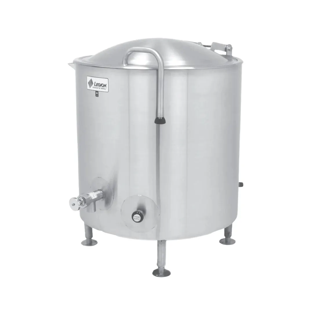 Legion LTI-20 20 Gallon Floor Stationary 2/3 Steam Jacketed Direct Steam Kettle w/ Quad-Leg Base