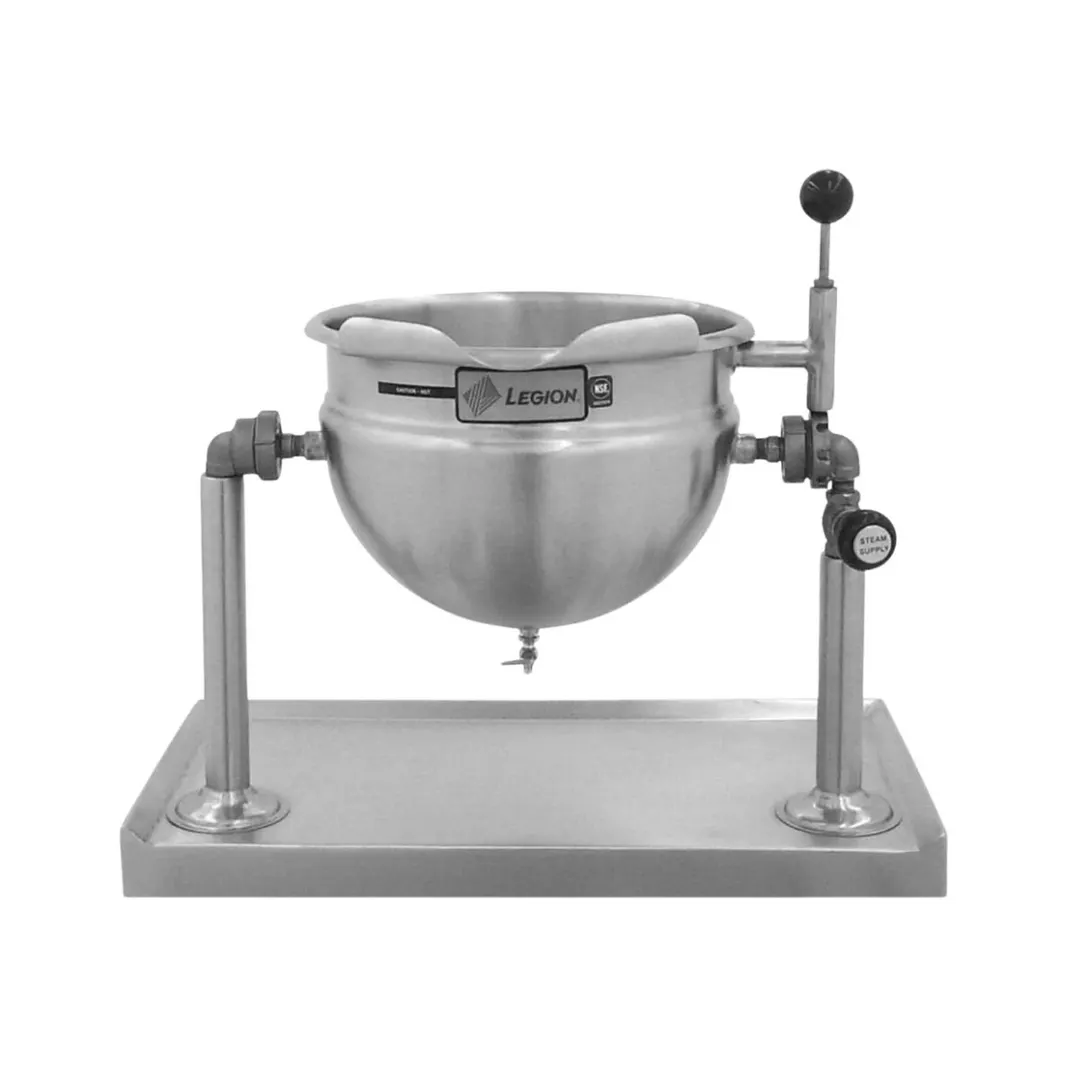 Legion TAT-40 10 Gallon Countertop Tilting 2/3 Steam Jacketed Direct Steam Kettle, Steam Control