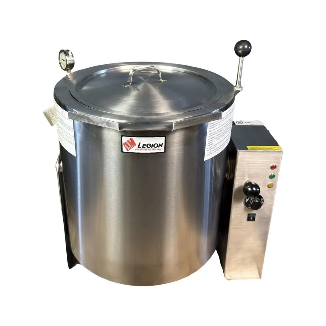 Legion TEH-20 5 Gallon Countertop Tilting Full Steam Jacketed Electric Kettle W/ Right Support Console