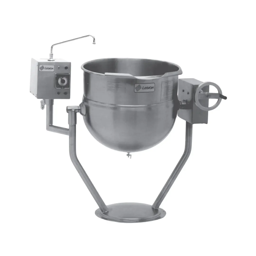 Legion TWP-100 100 Gallon Floor Tilting 2/3 Steam Jacketed Direct Steam Kettle w/ Pedestal Base