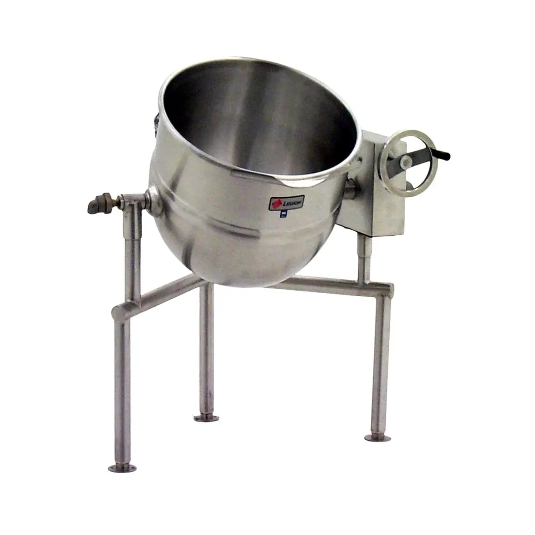 Legion TWT-30MV 30 Gallon Floor Tilting 2/3 Steam Jacketed Direct Steam Kettle w/ Tri-Leg Base
