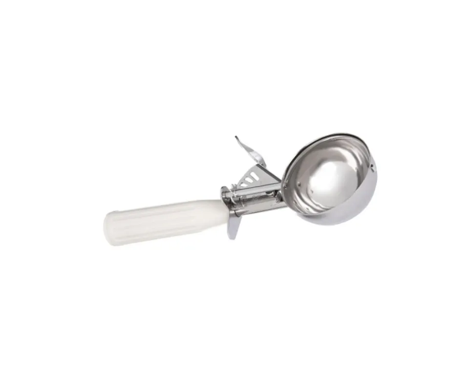 Concasse MCPP10 - 10" Solid Portion Spoon, 3 oz, Stainless Steel with Beige Ivory Plastic Handle