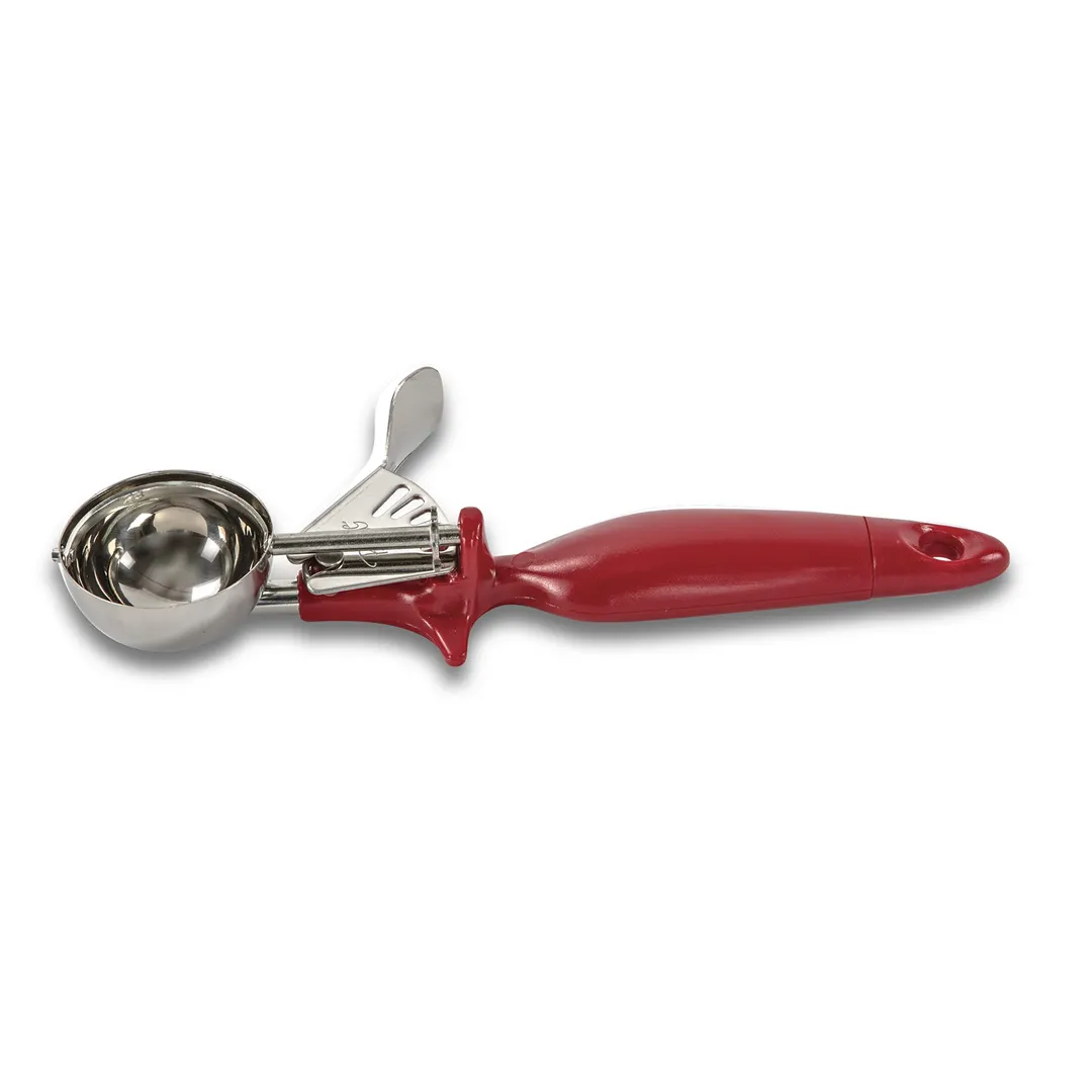Concasse MCPP24 - 24" Stainless Steel Portion Spoon, 1-1/3 oz, Red Plastic Handle