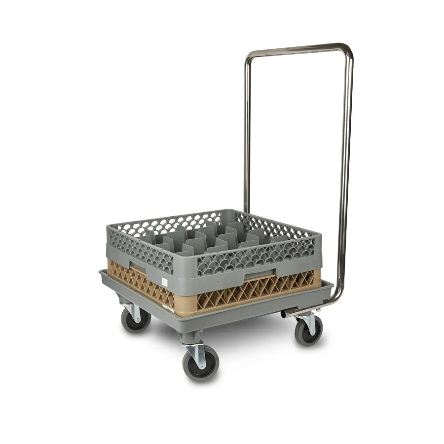 Concasse MCRACCAR Tray Dolly - Stainless Steel Open Frame Rack Cart, 21" W x 21" D x 7.5" H, Single Stack