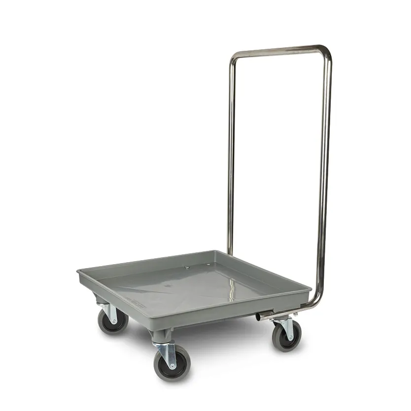 Concasse MCRACCAR2 Transporter Tray Dolly, 21" W x 21" D x 7.5" H Stainless Steel, Stack Design with Handle