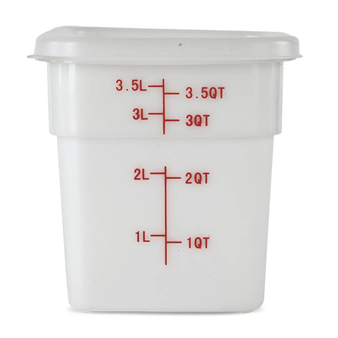 Concasse MCRCE3500 Clear Polyethylene Food Storage Container, 4 Liters, Square, With Cap