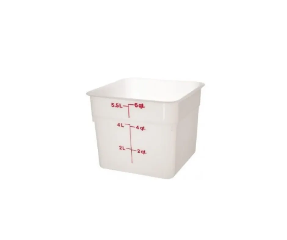 Concasse MCRCE5500 Clear Polyethylene Food Storage Container, 6 Liters, Square, With Cap