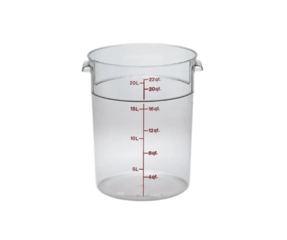 Concasse MCRR18000 Food Storage Container, 22 Liters, Round, Clear Polycarbonate with Cap
