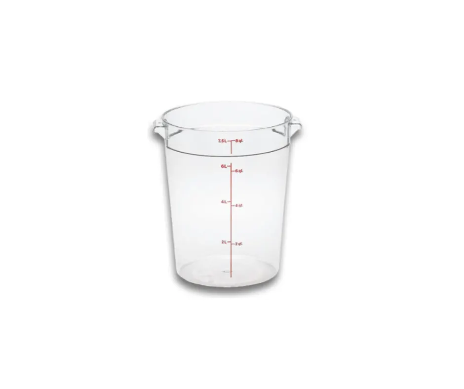 Concasse MCRR7500 Clear Polycarbonate Food Storage Container, 8 Liters, Round, With Cap